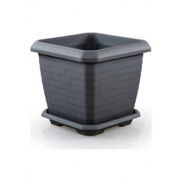 SERİNOVA Hisar Kare Saksı 25,5 Lt Antrasit Gri hk 03 25.5 litre